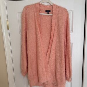 EUC Kaari Blue Soft Rose Gold Pink Eyelash Cardigan